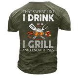 Men's That's What I Do I Drink I Grill Beer Print Cotton T-Shirt