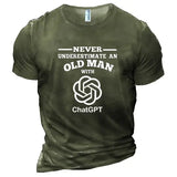 Men's Never Underestimate An Old Man With ChatGPT Cotton T-Shirt