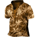 Men's Hawaiian Coconut Tree Henley T-Shirt