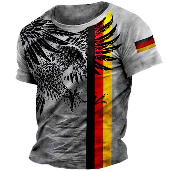 Men's Outdoor Vintage German Flag Eagle Print T-Shirt