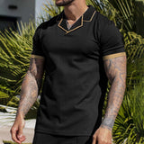 Men's Outdoor Moisture Wicking Colorblock Cuban Collar T-Shirt