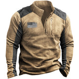 Men's Outdoor Fleece Warm Henley Collar Tactical Sweatshirt