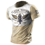 Men's Vintage Motorcycle Print Cotton Tee