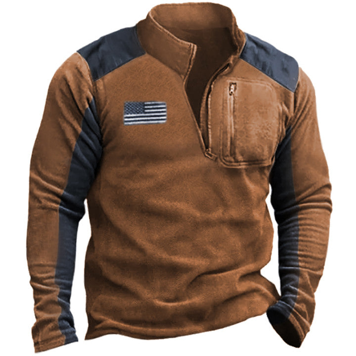 Outdoor Fleece Half Zip Collar Tactical Men's Sweatshirt
