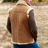 Men's Outdoor Fleece Warm Pocket Button Sheepskin Gilet