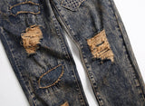 Men's Vintage Distressed Washed Motorcycle Jeans