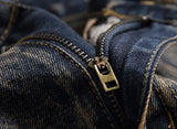 Men's Vintage Distressed Washed Motorcycle Jeans