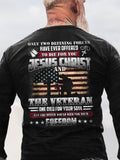 American Flag God Jesus Christ Die For Your Soul Veterans For Your Men Cotton T-Shirt