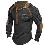 Men's Vintage Western Yellowstone Henley Stand Collar T-Shirt