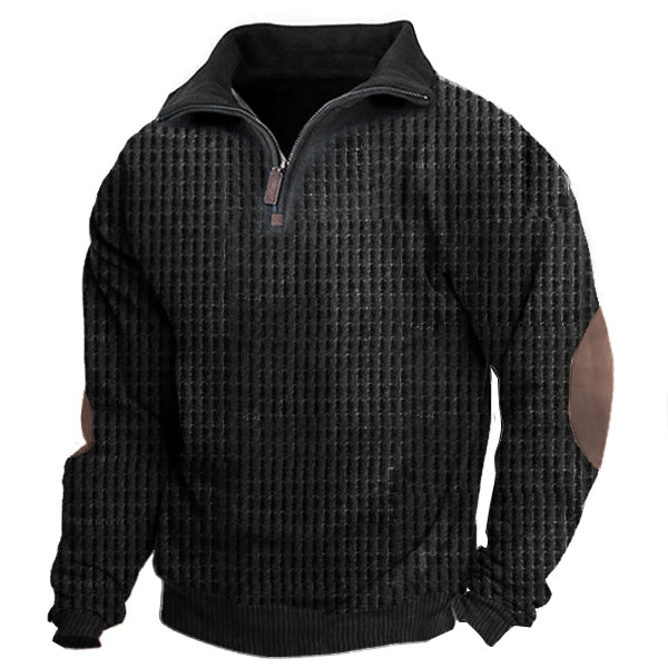 Men's Outdoor Waffle Fabric Henley Half Zip Tactical Sweatshirt
