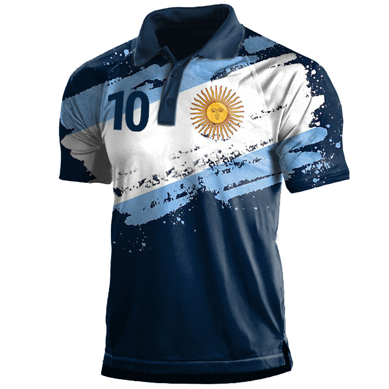 Men's 2022 World Cup Argentina Flag Soccer Polo T-shirt