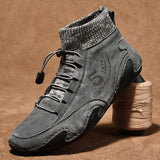 Men's Plus Sizes Rubber Band Suede Socks Retro Ankle Boots