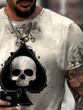 Mens O-Neck Fashion Skull Print Short-Sleeved T-Shirt