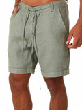 Men's Solid Color Lace-Up Casual Sports Shorts