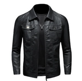 Men's Lapel Waterproof Leather Biker Jacket