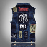 Men's Punk Blue Denim Vest