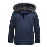 Satin Fur Collar Padded Built-in Thermometer Winter Jacket