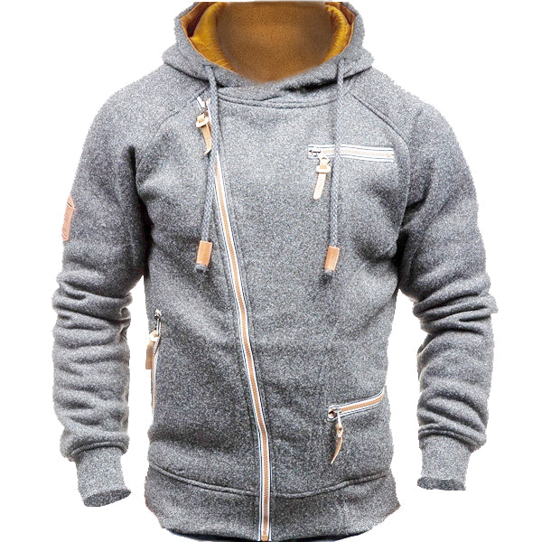 Men's Outdoor Fleece Warm Color Contrast Zipper Tactical Sweatshirt