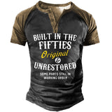 Built In The Fifties Original And Unrestored Men's Retro V-neck Printed Short-sleeved T-shirt
