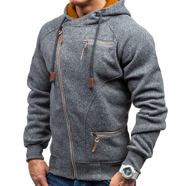 Men's Outdoor Fleece Warm Color Contrast Zipper Tactical Sweatshirt