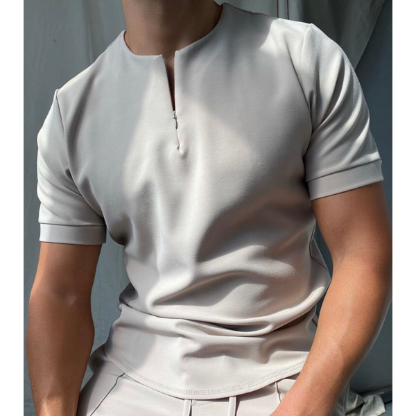 Solid Color Polo Shirt Without Zipper
