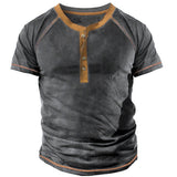 Men's Outdoor Retro Tactical Henley Short Sleeve Shirt