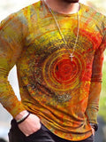 Men's Abstract Sun Painting Print Long Sleeve T-shirt