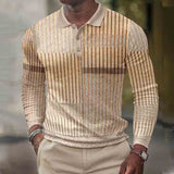 Men's Vintage Printed Casual Long-Sleeved Polo Shirt