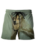 Men's Dog Print Resort Casual Beach Shorts