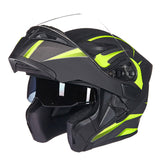 Carbon Fiber Flip Up Motorcycle Helmet - Green