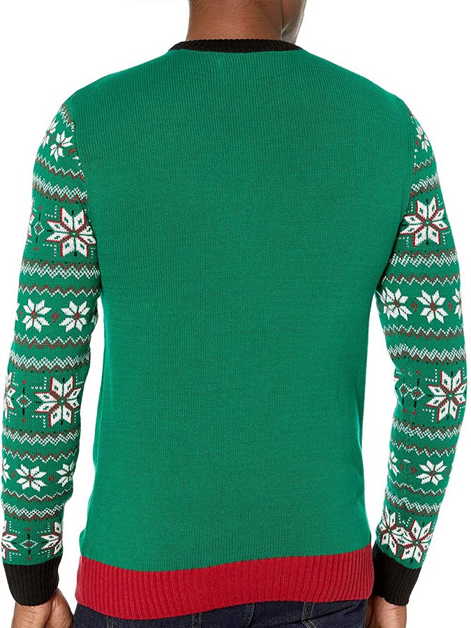 Christmas Green Casual Abstract Crew Neck Tops