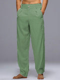 Men's Cotton Linen Elastic Waist Breathable Comfort Drawstring Casual Trousers