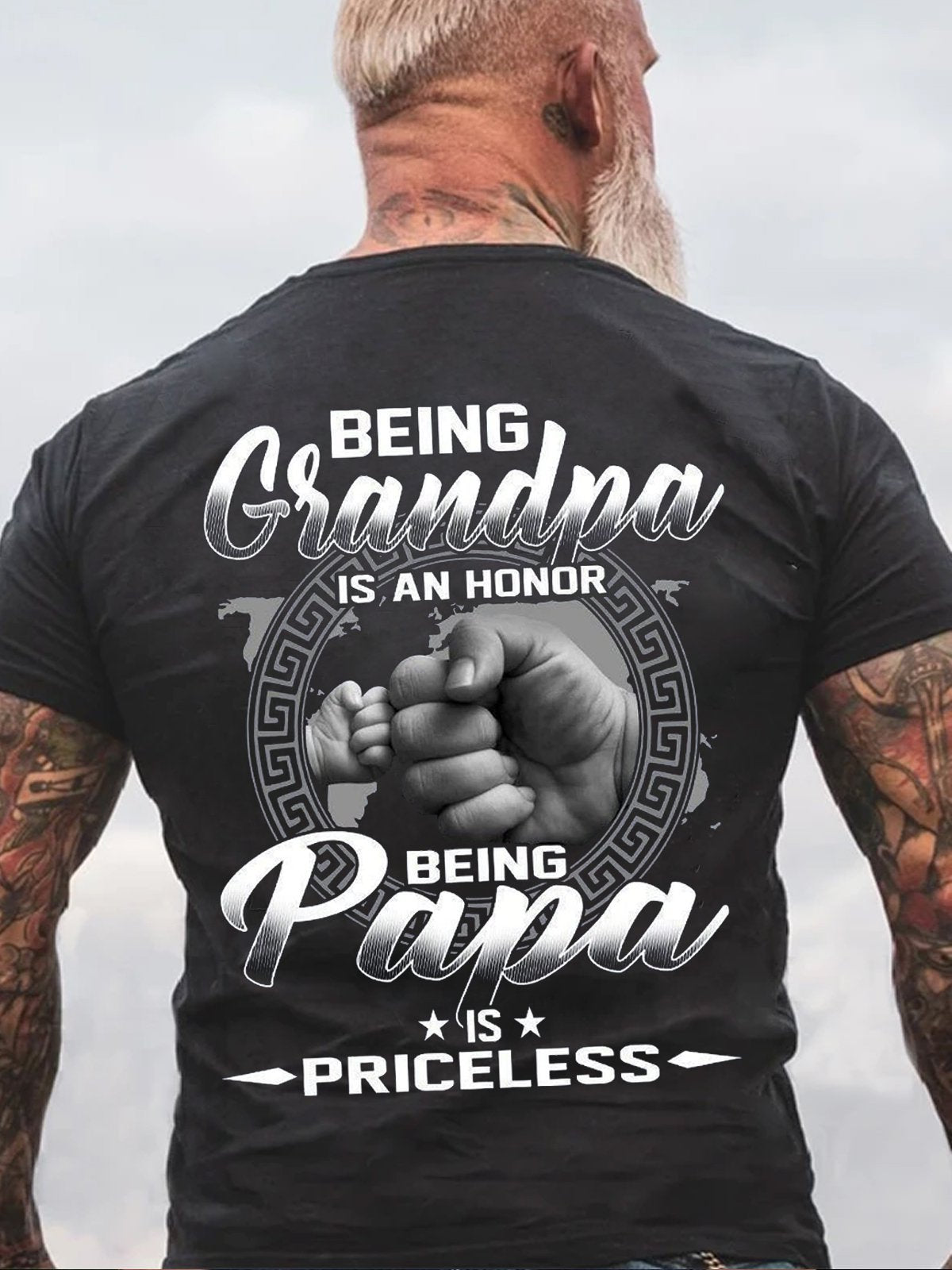 Being Grandpa Is An Honor Being Papa Is Priceless Cotton Short Sleeve Shirts & Tops