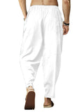 Men's Casual Loose Cotton Linen Drawstring Ninth Pants