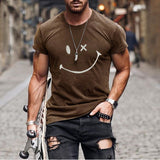 Mens Fashion Washing Short Sleeve Smiley T-shirt