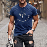 Mens Fashion Washing Short Sleeve Smiley T-shirt