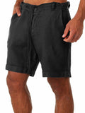 Men's Solid Color Lace-Up Casual Sports Shorts