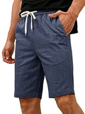 Men's Casual Elastic Waist Tie Drawstring Pocket Straight Shorts