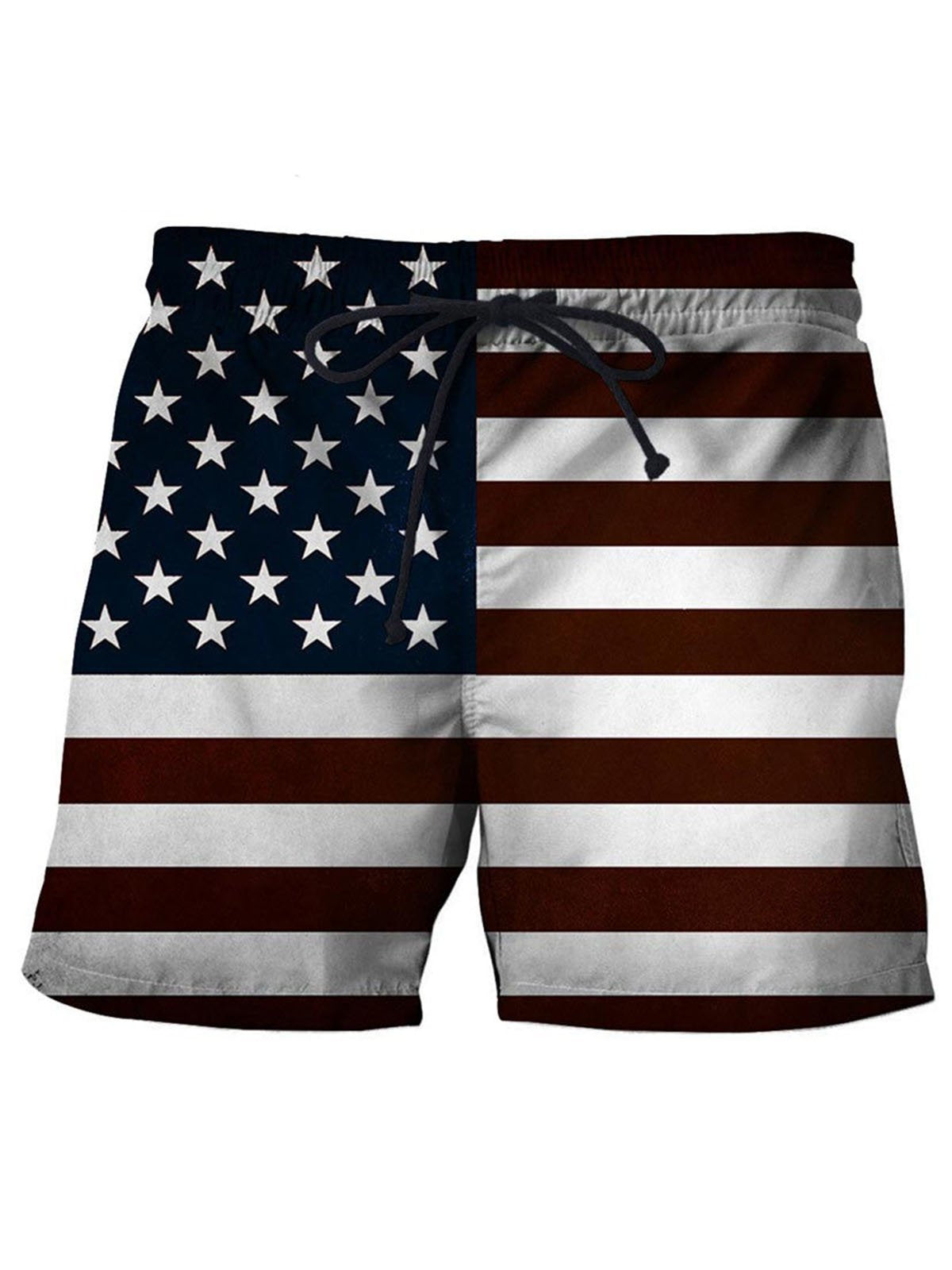 Men's Flag Print Casual Shorts Beach Shorts