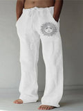 Men's linen pants casual trousers Loose lightweight drawstring yoga beach bottoms