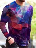 Men's Geometry Pattern Print Long Sleeve T-shirt