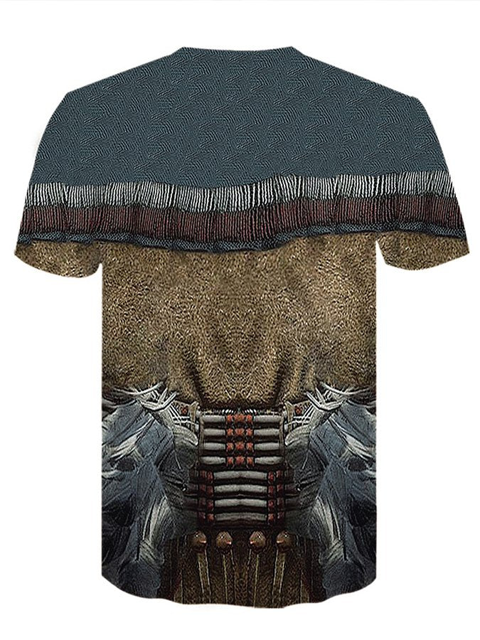 Mens Native American 3D Printed Short-Sleeved T-Shirt