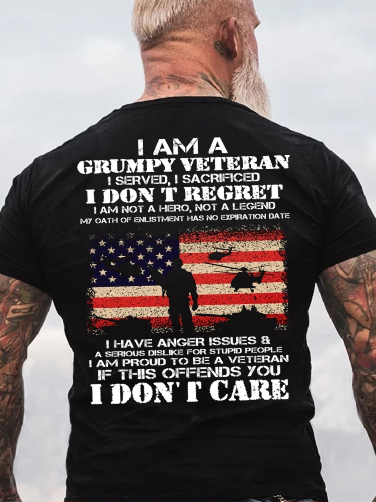 I Am A Grumpy Veteran I Don't Care Casual Short Sleeve Shirts & Tops