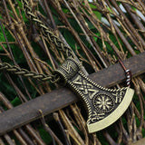 Nordic Viking Odin Axe Rune Shield Pendant