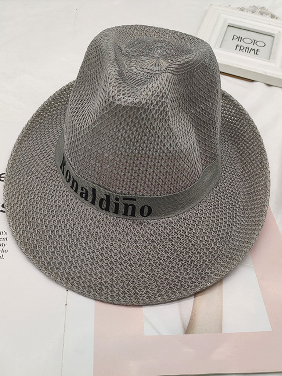 Men's Letter Pattern Linen Beach Hat