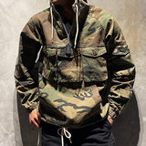 Military Camo Hooded Zip Multi Pocket Casual Jacket
