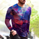 Men's Geometry Pattern Print Long Sleeve T-shirt