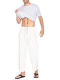 Men's Cotton Linen Drawstring Casual Lightweight Loose Beach Harem Pants