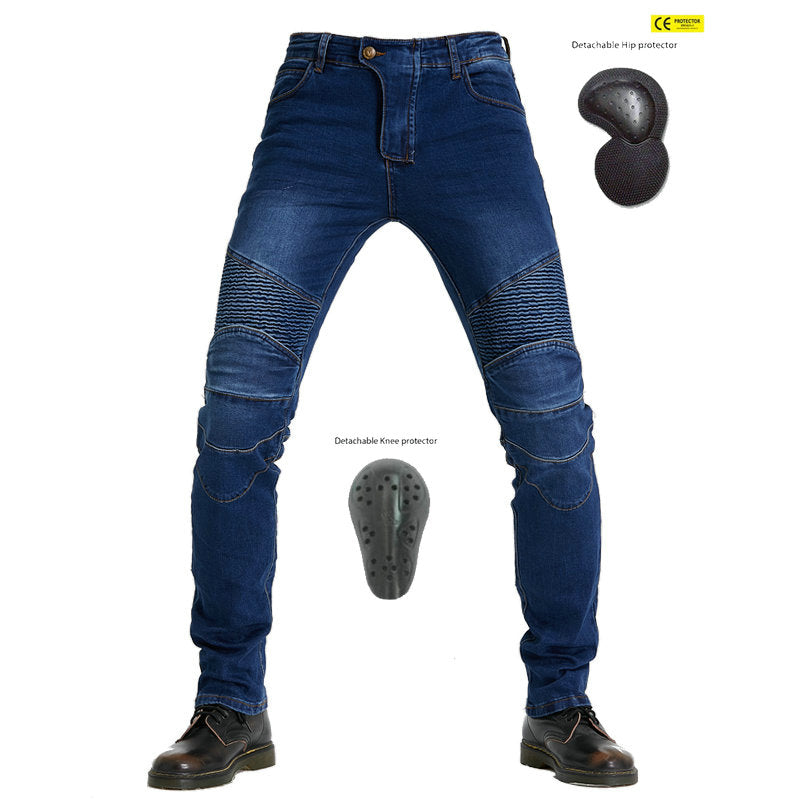 Motorcycle Riding N97 Jeans With Knee Pads - Blue