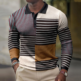 Men's Slim Fit Color Block Polo Shirt